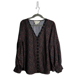 California Moonrise Women's Floral V-Neck Blouse